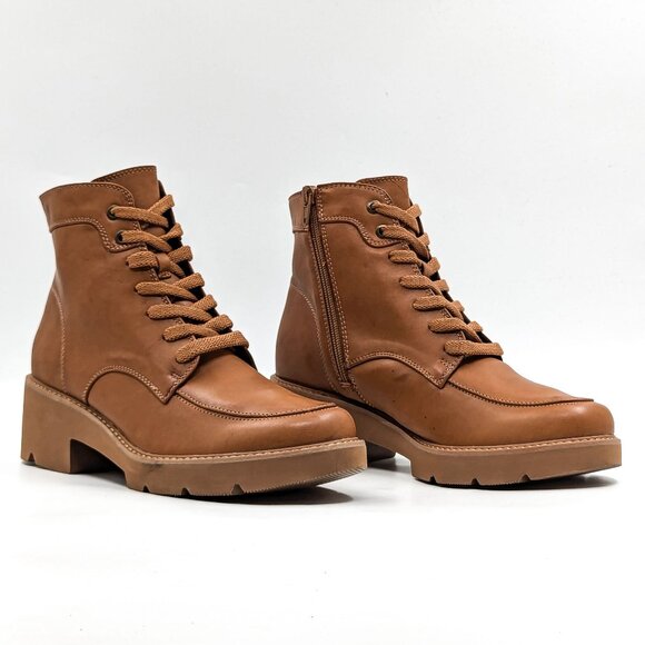 Naturalizer Women Catherine Brown Vegan Leather Lace-up Combat Boots size 9 - Picture 1 of 11